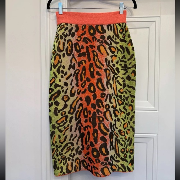 STELLA MCCARTNEY NEON ORANGE PINK LEOPARD SET SIZE 44 RETAIL $1900 MOHAIR  RARE - Picture 8 of 12
